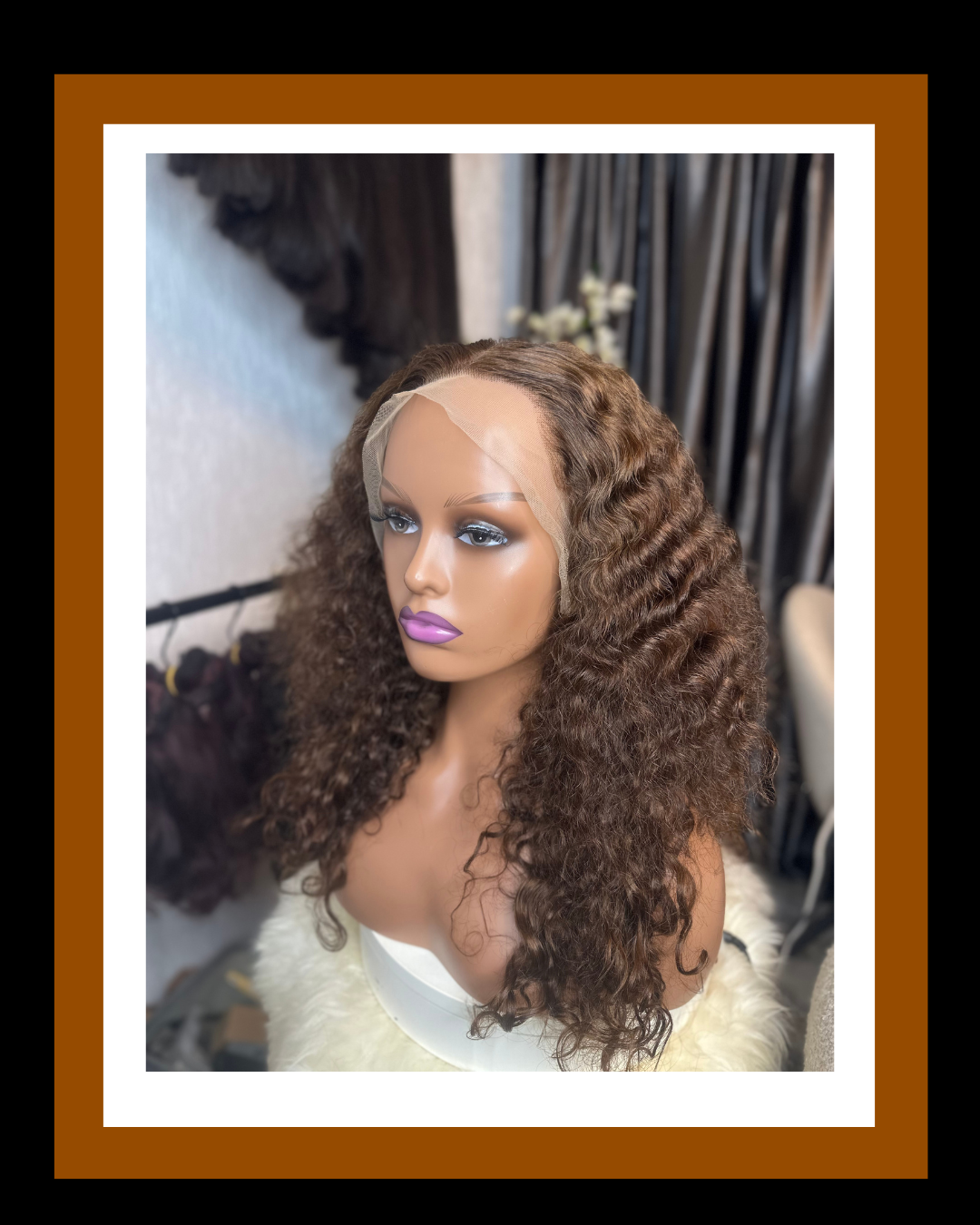 CAMILA 13*4 FRONTAL  WIG  SDD LUXURY CURLS COFFE BROWN