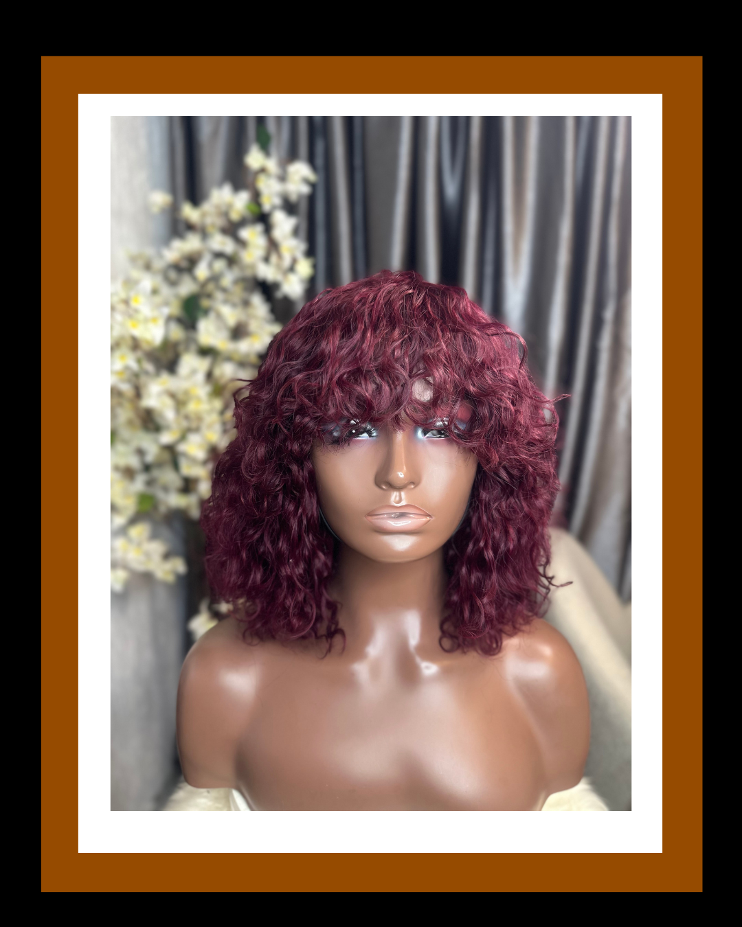 LARA LUXURY CURL SDD BANG WIG COLOR BURGUNDY