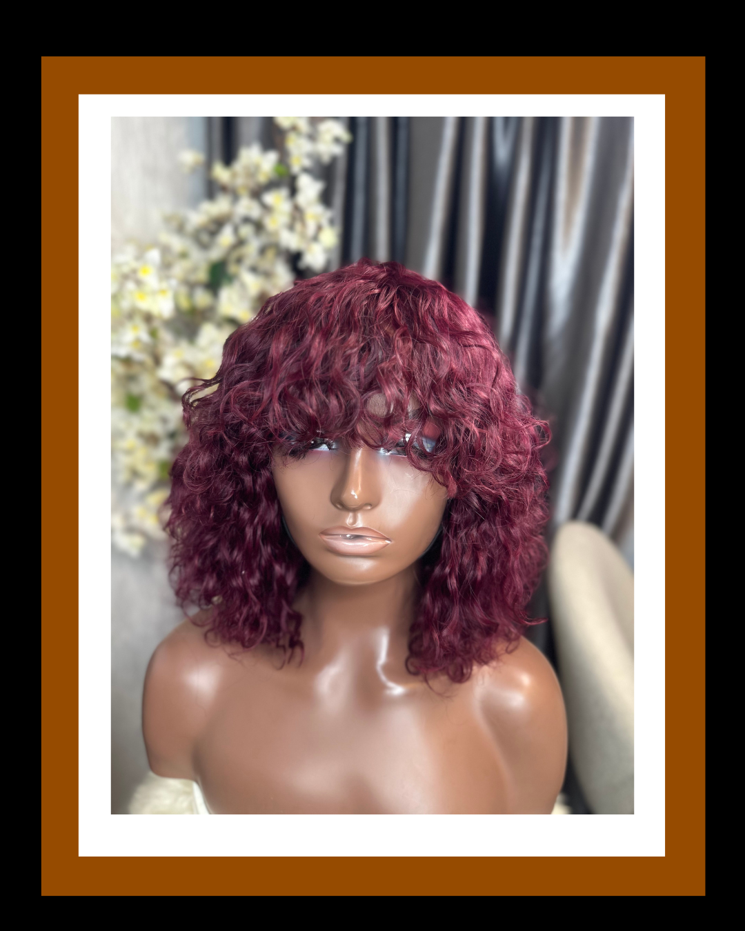 LARA LUXURY CURL SDD BANG WIG COLOR BURGUNDY